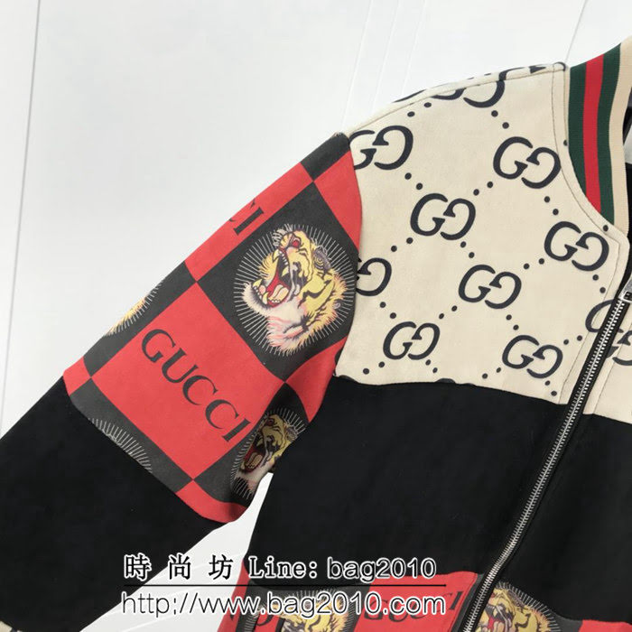 GUCCI古馳 18ss秋冬新款 雙G小logo 羅紋拼色鹿皮絨 加絨夾克外套 情侶款 ydi1948